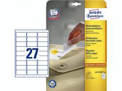 Laserlabels Avery aftagelige 63,5x29,6mm 25ark/&Atilde;&brvbar;sk 4737-25
