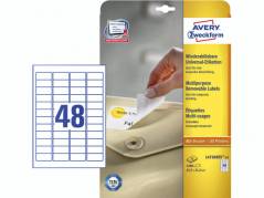 Laserlabels Avery aftagelige 45,7x21,2mm 25ark/&Atilde;&brvbar;sk L4736-25