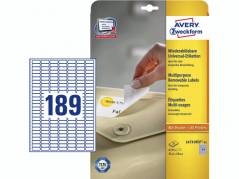 Laserlabels Avery aftagelige 25,4x10mm 25ark/&Atilde;&brvbar;sk L4731-25
