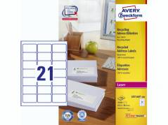 Laserlabel Avery 63,5x38,1 mm LR7160 100ark/&Atilde;&brvbar;sk 21/ark