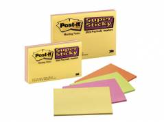 Post-it Super Sticky m&Atilde;&cedil;deblok 152x101mm 4blk/pak ass.