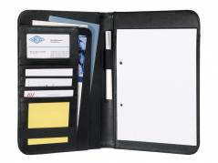 Konferencemappe Wedo A5 sort l&aelig;derlook uden blok