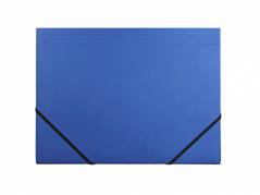 Kartonmappe Q-Line A4 bl&aring; m/3 klapper & elastik blank