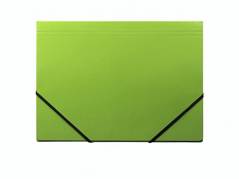 Kartonmappe Q-Line A4 gr&oslash;n m/3 klapper & elastik blank
