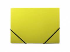 Kartonmappe Q-Line A4 gul m/3 klapper & elastik blank