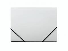 Kartonmappe Q-Line A4 hvid m/3 klapper & elastik blank