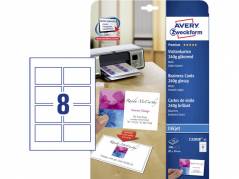 Visitkort farveinkjet Avery 8 stk/ark 25ark/pk C32028-25