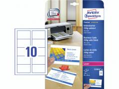 Visitkort farvelaser Avery 10 stk/ark 25ark/pk C32016-25