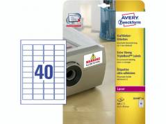 Etiket laser L614020 ekstra kl&Atilde;&brvbar;b. 45.7x25.4mm hvid