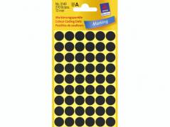 Etiketter Avery sort &Atilde;&tilde;12mm 3140 270stk/pak