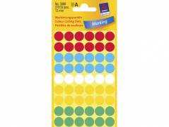 Etiket Avery ass. farver &Atilde;&tilde;12mm 3088 270stk/pak