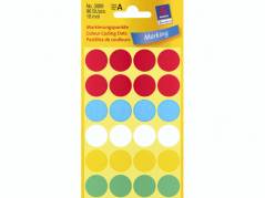 Etiket Avery ass. farver &Atilde;&tilde;18mm 3089 96stk/pak