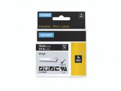 Labeltape DYMO Rhino 19mmx5,5m hvid p&Atilde;&yen; sort vinyl