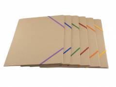 Kartonmapper C4 m/3 klapper & elastik brun 400g