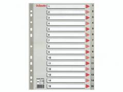 Plastregister Esselte A4 gr&aring; 1-15 m/forblad