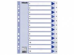 Register PP Esselte A4 1-12 m/hvid kartonforblad