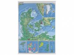 Plakat Danmarkskort lamineret 97x137cm