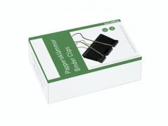 Papirklemme st&aring;l bnt sort 19mm foldback 12stk/pak