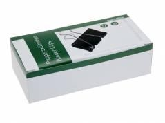 Papirklemme st&aring;l bnt sort 30mm foldback 12stk/pak