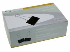Papirklemme st&aring;l bnt sort 50mm foldback 12stk/pak