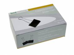 Papirklemme st&aring;l bnt sort 40mm foldback 12stk/pak