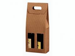 Vinemballage brun &aring;ben b&oslash;lge gave&aelig;ske til 2fl 3/4l 20stk/pk