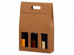 Vinemballage brun &aring;ben b&oslash;lge gave&aelig;ske til 3fl 3/4l 20stk/pk