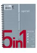 Kollegieblok Bantex m/spiral A5+ 5in1 linjeret 5x15ark