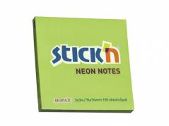 Notes Stick'N NEON gr&oslash;n 76x76mm 100blade