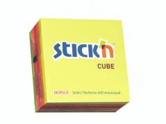 Notes Stick'N NEON Cube 4 ass. neon farver 76x76mm 320blade