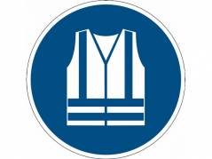 Advarselsklisterm&Atilde;&brvbar;rke Anvend sikkerhedsvest &Atilde;&tilde;43cm 0,4mm bl&Atilde;&yen;/hvid