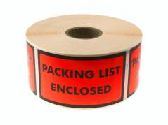 Etiketter tryk: Packing List Enclosed 120x70mm 1000stk/rul