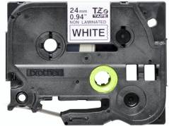 Labeltape Brother TZe-N251 24mmx8m sort p&Atilde;&yen; hvid ulamineret