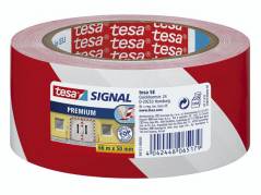 Tape tesa advarselstape PVC 50mmx66m r&Atilde;&cedil;d/hvid