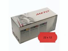 Etiket Meto 22x12mm neon r&Atilde;&cedil;d permanent lim 2 1500stk/rul