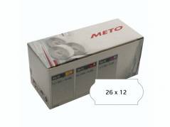 Etiket Meto 26x12mm hvid permanent lim 2 1500stk/rul