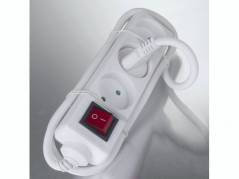 Stik 3-vejs med kontakt (D) 1m kabel hvid