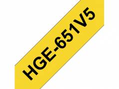 Labeltape Brother HGe-651V5 24mmx8m sort p&aring; gul 5stk/pak