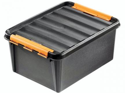 Plastkasse SmartStore Pro 31 sort 32l robust m/låg 50x39x26cm