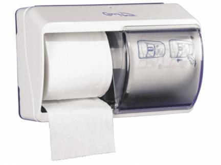 Dispenser t/toiletpapir 2 rul transparent front
