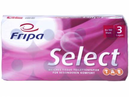 Toiletpapir Select 3-lags hvid 10cmx23,4m 180ark 48rul/kar