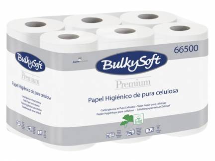 Toiletpapir Bulkysoft 2-lags hvid 9cmx24m 200ark 96rul/kar