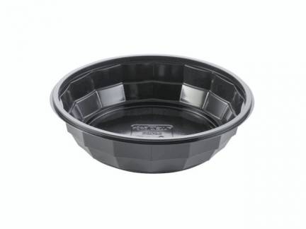 Plastbowl 16-kantet 714ml sort R-PET Ø188x48mm 300stk/kar