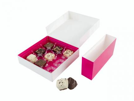 Chokoladeæske indlæg 9 rum transparent 137x137mm 100stk/pak