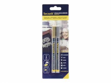 Chalkmarker Securit guld & sølv 1-2mm 2stk/pak