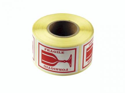 Etiketter selvkl. tryk:Fors./ glas 45x65mm 43433 500stk/rul