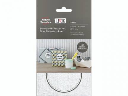 Etiket Avery m/l&Atilde;&brvbar;rredstruktur permanent &Atilde;&tilde;73mm 8stk/pak