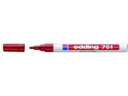 Paint marker Edding 751 permanent rød rund spids 1-2mm