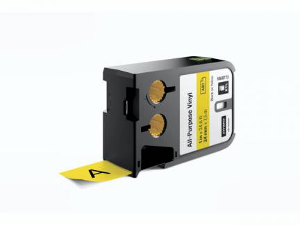 Labeltape DYMO XTL 24mmx7m sort p&Atilde;&yen; gul vinyl universal