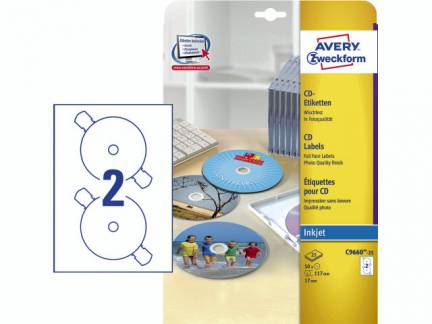 CD labels Avery inkjet glossy full face &Atilde;&tilde;:117mm C9660-25
